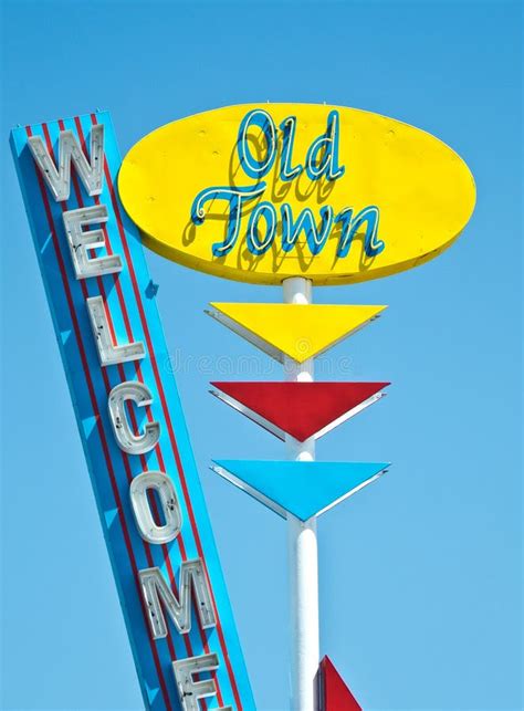 Welcome To Old Town Colorful Sign Editorial Photo Image Of Downtown
