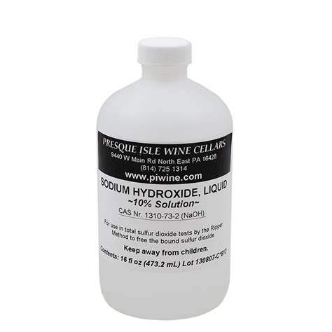 Sodium Hydroxide 10 Solution 16 Oz Bottle 473 Ml