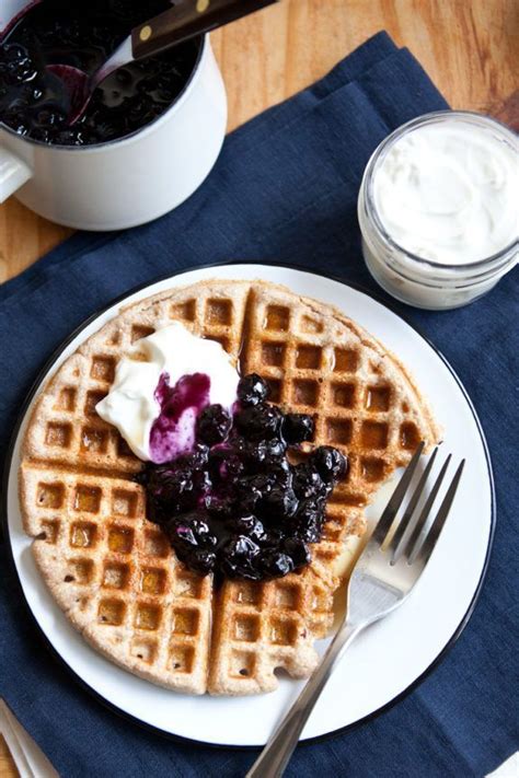 Everyday Whole Wheat Waffles With Blueberry Sauce Recipe Whole