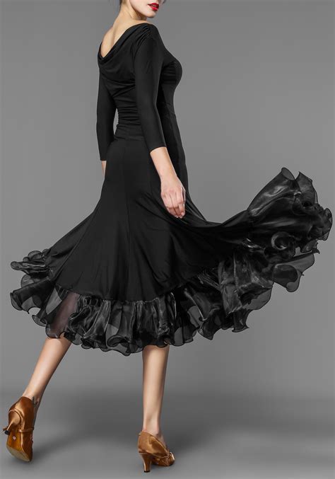 Black Crepe Ballroom Smooth Practice Dress