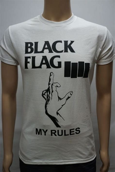 Black Flag My Rules White Shirt Shirtt Shirt Latinos Rock