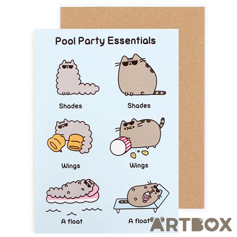 Buy Pusheen The Cat Pool Party Essentials Greeting Card At Artbox