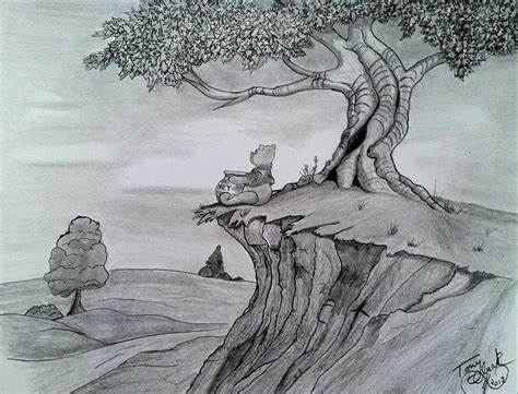 study  winnie  pooh day dreaming drawing  tony clark