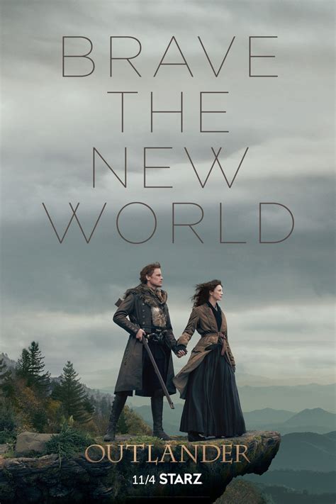 Outlander Season 4 Poster Caitriona Balfe And Sam Heughan On The Precipice