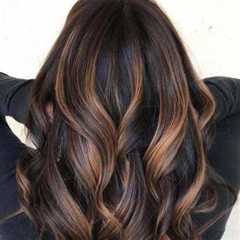This look can also be achieved with a imagine taking a yellow pencil and drawing on a black or dark brown piece of paper. 50 Intense Dark Hair with Caramel Highlights Ideas | All ...