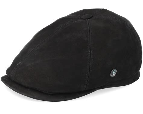 Leather Black Flat Cap City Sport Caps Uk