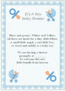 You can create your own to personalize your message (by including the expectant mother's name) or use one of these poems. Baby Boy Poem (s | Baby shower invitation poems, Baby boy ...