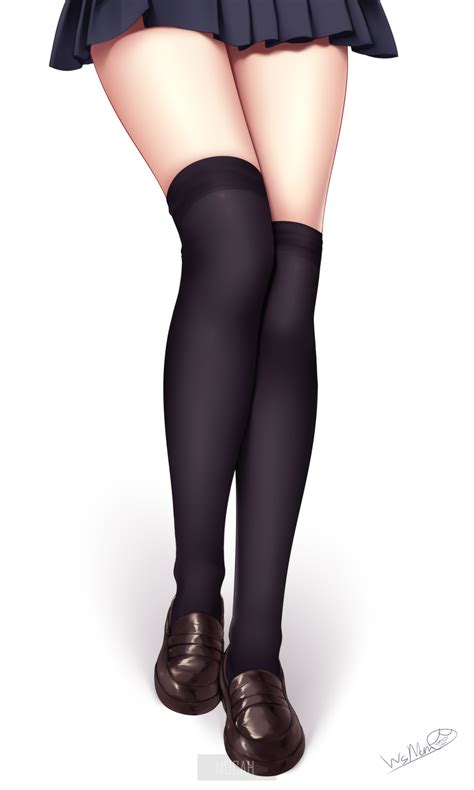 Anime Anime Girl Legs Knee Highs Miniskirt Thighs Zettai Ryouiki School Uniform Shoes