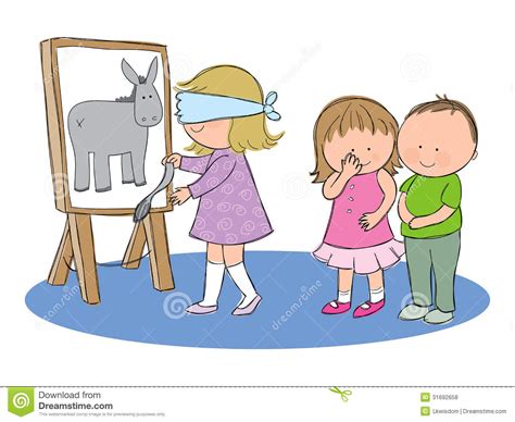 Leen un instructivo sobre cómo jugar ponle la cola al burro para recordar e identificar sus características. Pin la cola en el burro ilustración del vector ...
