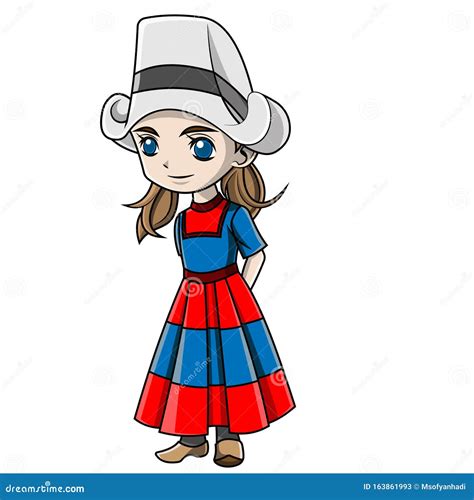Cartoon Girl Wearing Dutch Costume Stock Vector Illustration Of