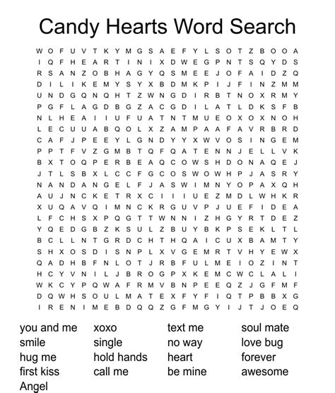 Candy Hearts Word Search Wordmint