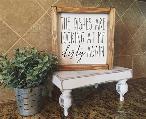 Dirty Dishes Funny Wood Sign 9x9 More Colors Available Hand Etsy
