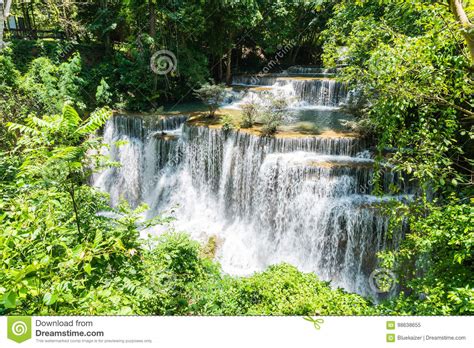 Huai Mae Khamin Waterfall In Kanchanaburi Thailand Stock Image Image