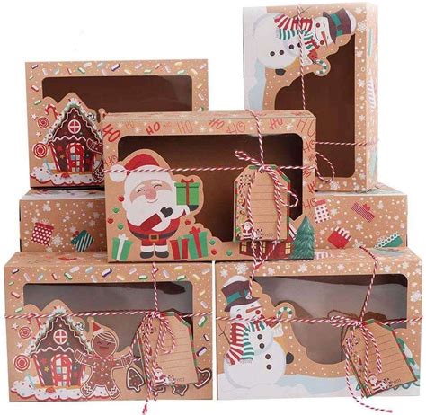 Pack Christmas Cookie Boxes With Window Large Holiday Food Bakery