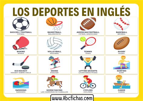Los Deportes En Ingles Abc Fichas