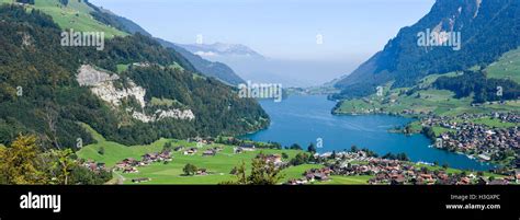 Lake Lungern Valley View From Brunig Pass Switzerland Stock Photo Alamy