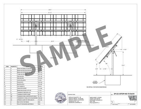 Stamped Engineering Drawing With Calculations Mt Solar