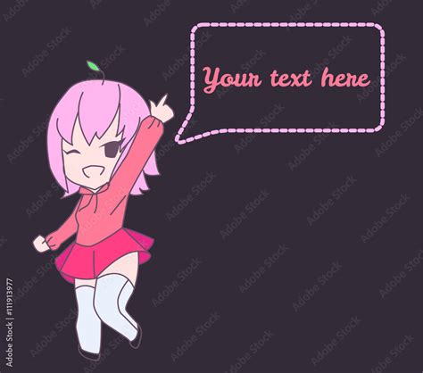 Cute Pink Anime Chibi Girl Pointing Stock Vector Adobe Stock