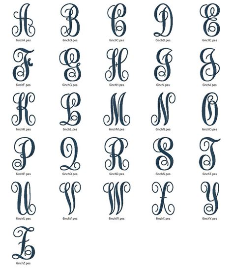 Large Fancy Curly Monogram Machine Embroidery Font Rivermill Embroidery