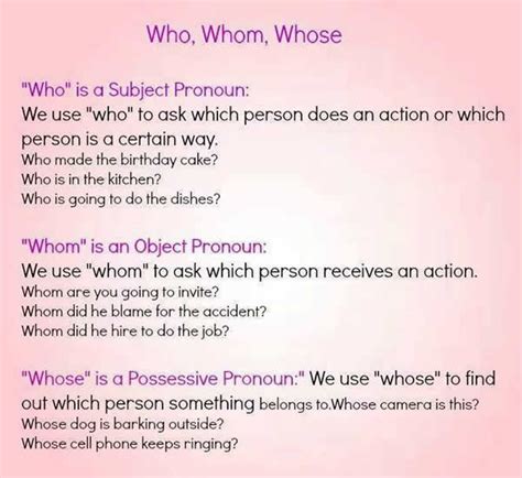 Using Who Whom And Whose English Learn Site