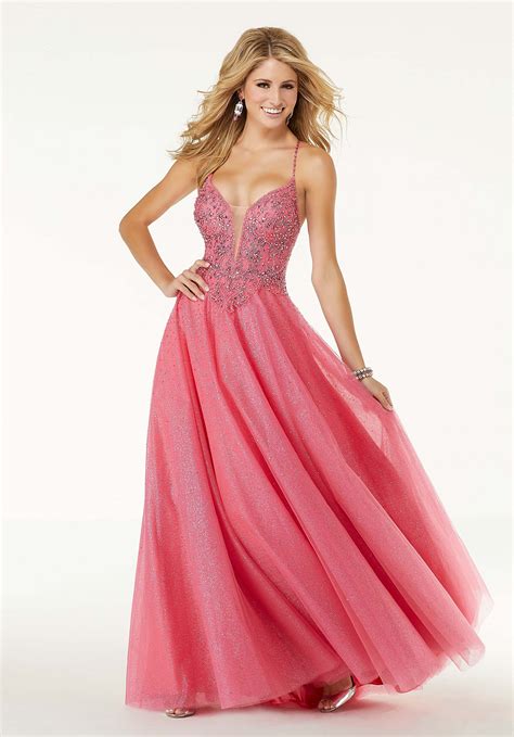 Beaded Crystal A Line Prom Dress Morilee