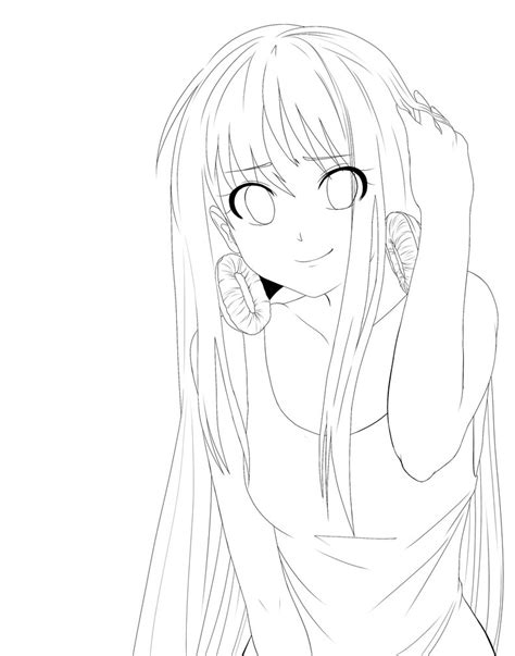 Kawaii Cute Anime Girl Drawing No Color Anime Wallpaper Hd