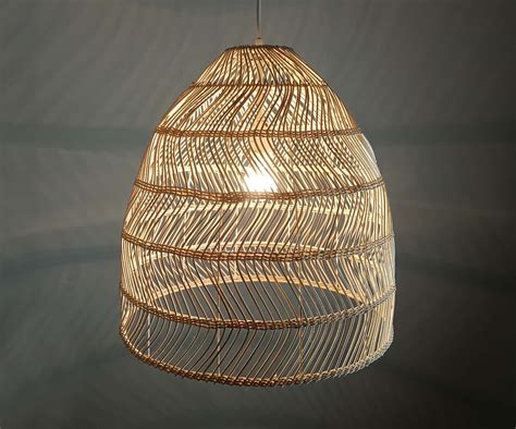 Hand Woven Wavy Rattan Pendant Light Modern Lighting Fixture Etsy