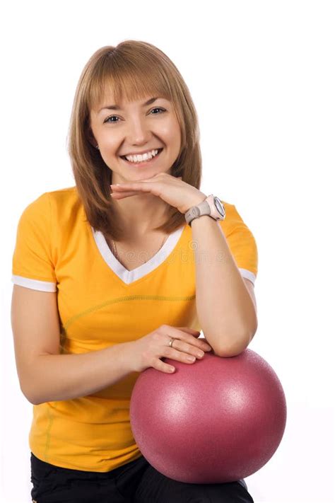 Fitness Girl With A Red Ball Stock Image Image Of Ball Healthcare 8203037