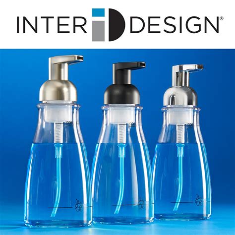 Idesign Hamilton Glass Foaming Soap Dispenser Pump For Kitchen Or Bathroom Countertop Clear