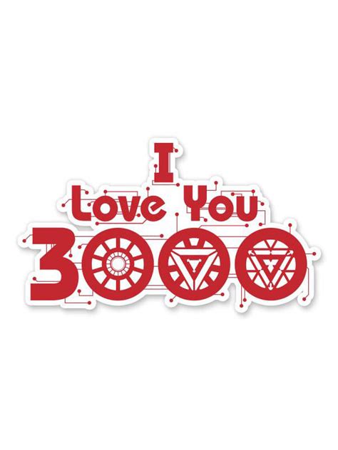 Iron Man I Love You 3000 Official Marvel Stickers Redwolf