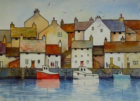 Fishing Village 2012 By Malcolm Coils Folk Art Painting Painting