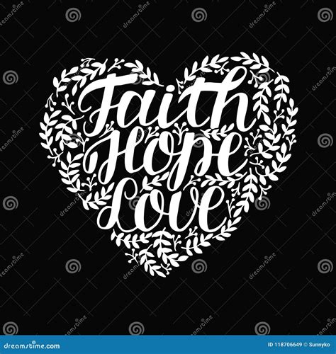 Hand Lettering With Bible Verse Faith Hope And Love In Shape Of Heart