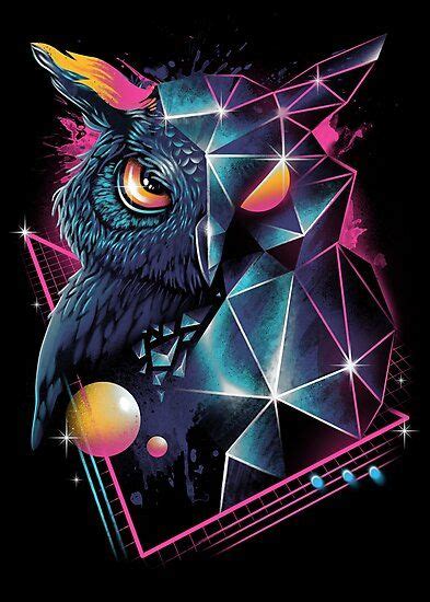Neon Infused Owl Classic Retro Stule From The 80s Millions Of