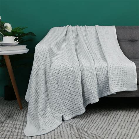 Piccocasa Soft 100 Cotton Waffle Knit Throw Blanket For Sofa Couch47