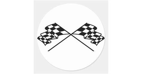 Crossed Racing Flags Classic Round Sticker Zazzle