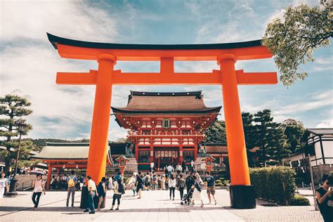 Giant Torii Gate At The Entrance To Fushimi Inari Shrine In Kyoto