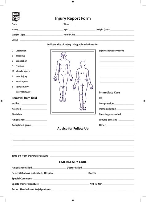 Free Injury Report Forms In Ms Word Pdf Excel Reportform Net