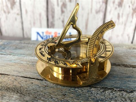 brass sundial desk compass old vintage antique pocket style nautical maritime christmas t