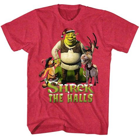 American Classics Shrek Holiday Group Cherry Heather Adult T Shirt