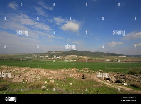 Israel Shephelah Sorek Valley And Tel Tzora As Seen From Tel Beth