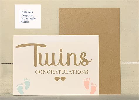 Handcrafted Twins Congratulations Card Keepsake Baby Etsy