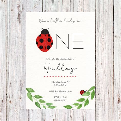 Customizable Ladybug Birthday Invitation Sweet Bug Etsy Ladybug