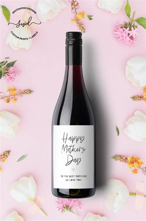 Happy Mothers Day Custom Wine Label Mothers Day T Etsy