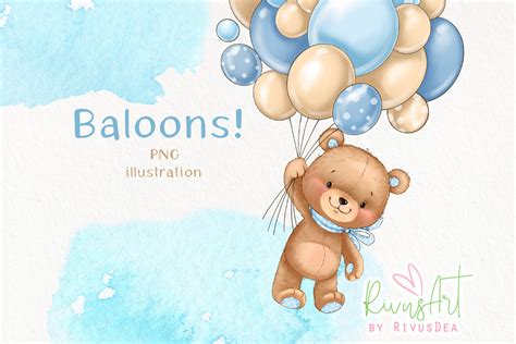 Bear With Balloons Png Baby Bear Sublimation Balloons Etsy Uk