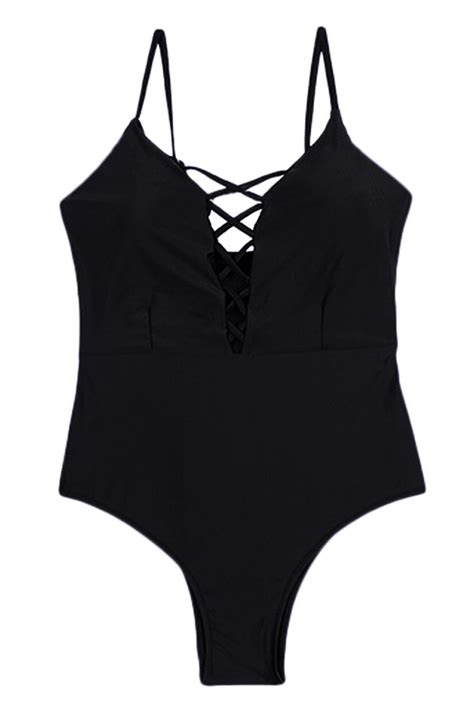 Iyasson Lace Up One Piece Swimsuit