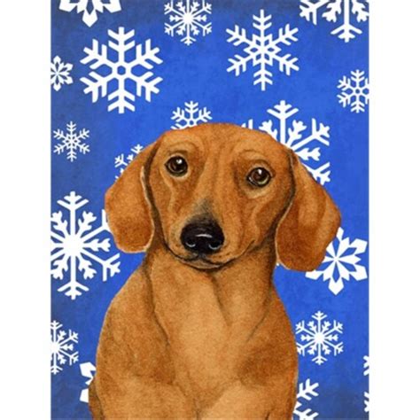X In Dachshund Winter Snowflakes Holiday Garden Size Flag