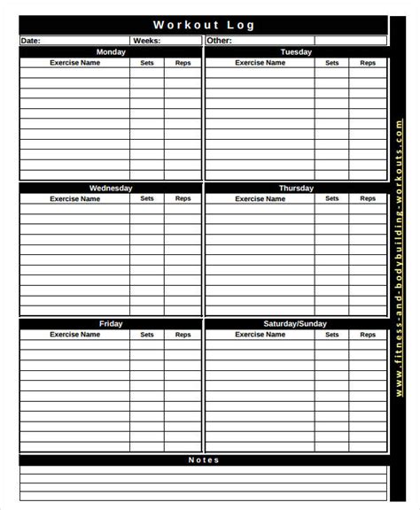 11+ Weekly Workout Log Examples - PDF | Examples