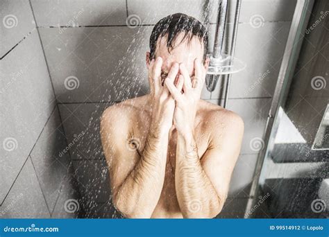 Handsome Man In Shower Stock Photo Image Of Concept 99514912