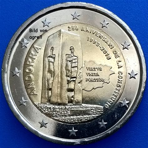 2 Euro Commemorative Coin Andorra 2018 25th Anniversary Of The