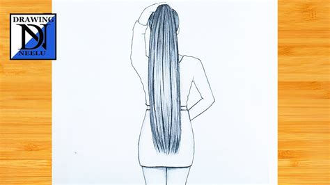 Easy Way To Draw Girl Backside Long Hair Step By Step For Beginner
